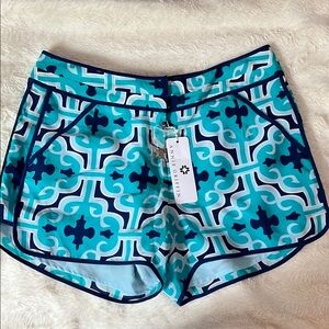 Annie Griffin Blue and White Athletic Shorts, lined, Vibrant Design, NWT size 8